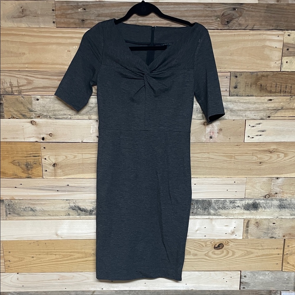 Banana Republic size 0 Charcoal Color Midi Super Stretchy Form Fitted Dress
